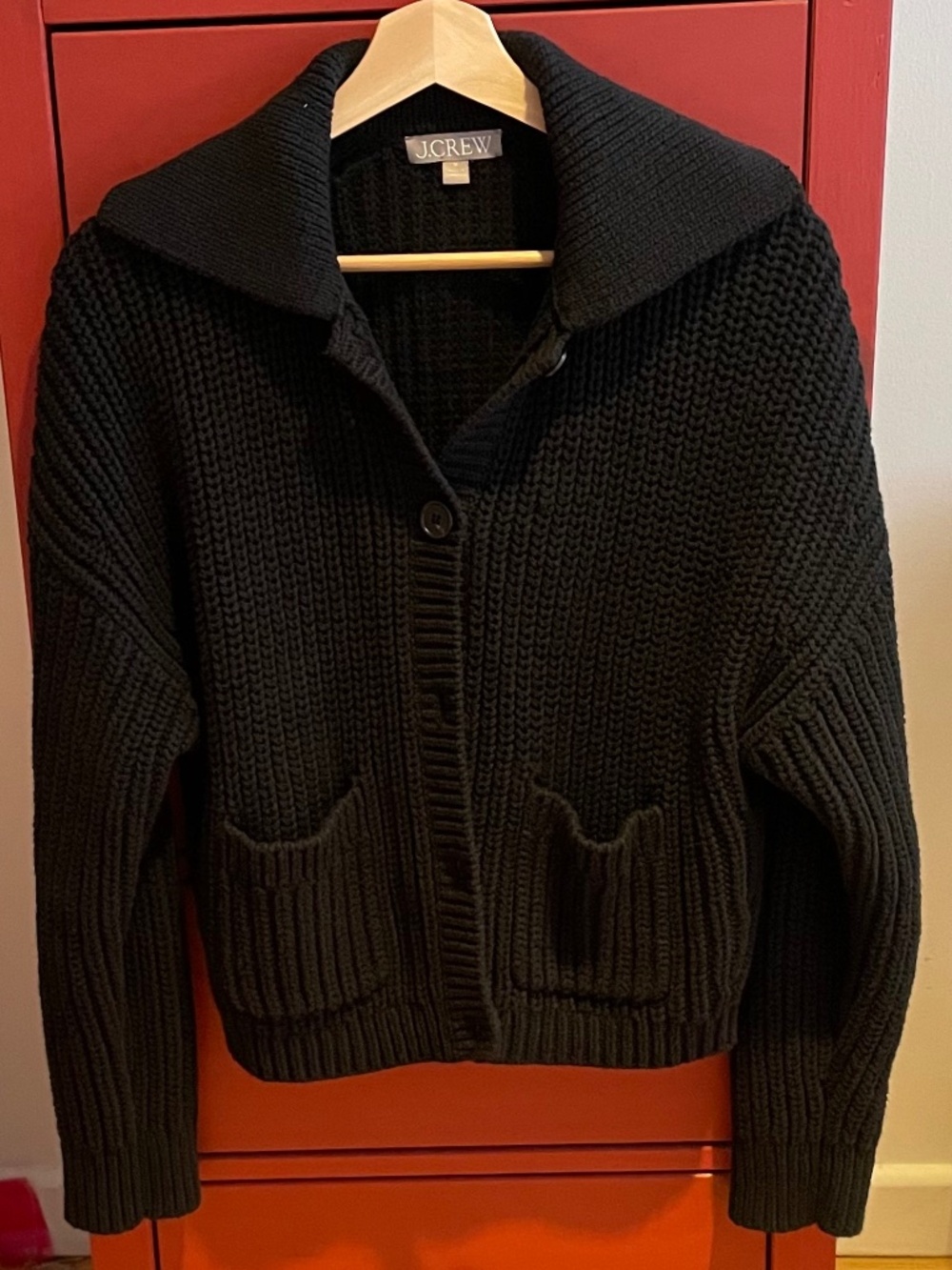 J.Crew Collared Crewneck Cardigan in Black Size Medium